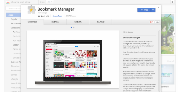 Google Chrome Bookmark Manager