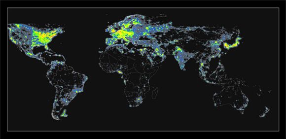Mapa mundial da poluição nocturna