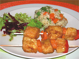 Espetada de tofu e legumes