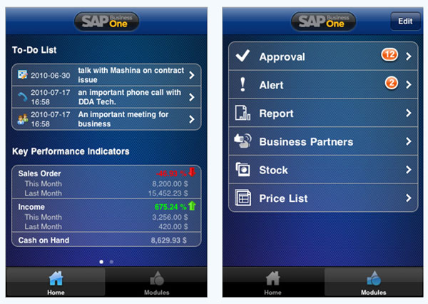 SAP Business One para iPhone