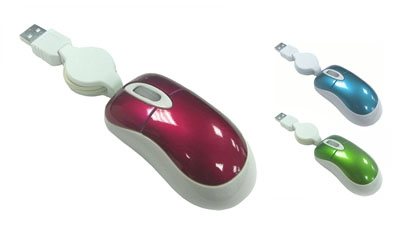 3D mini Optical Mouse da Mitsai, disponíveis em rosa, verde e azul