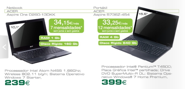 Portátil e netbook Acer à venda no El Corte Inglés