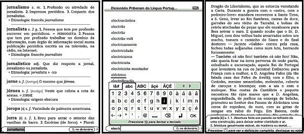 ecrãs kindle com dicionário