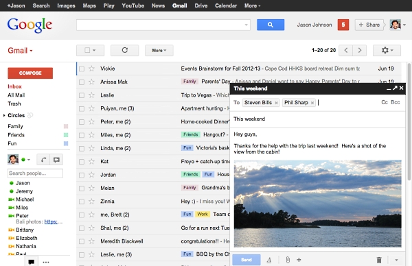 Nova interface Gmail