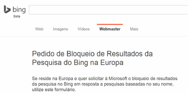 Bing Direito a ser esquecido