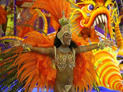 Começo o desfile de carnaval no sambódromo do Rio de Janeiro